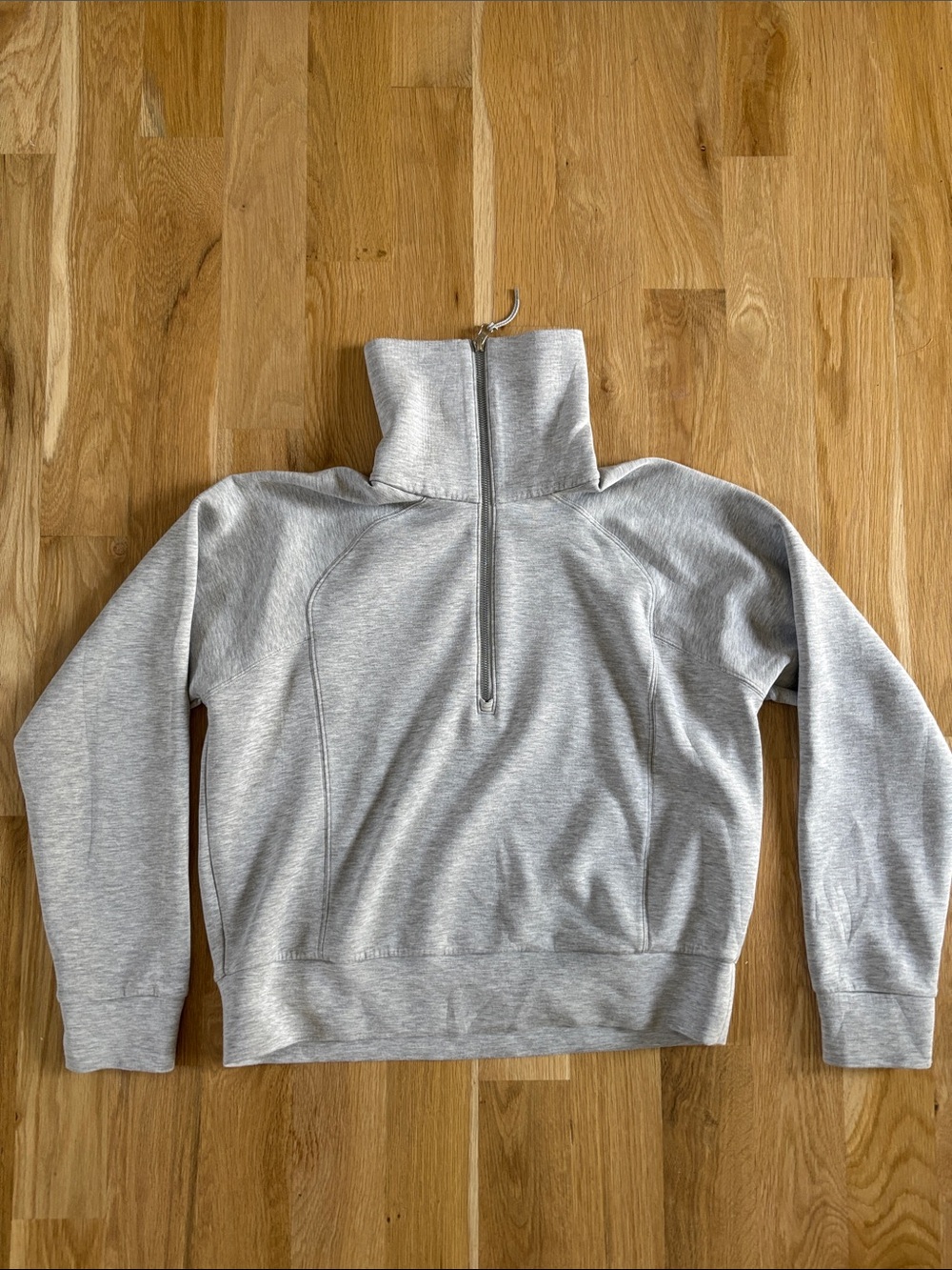 SPANX Light Gray Half-Zip Turtleneck Sweatshirt
